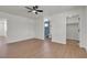 Empty bedroom with a modern ceiling fan and ensuite bathroom at 5079 Reno Ct, Las Vegas, NV 89119