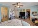 Bedroom with ceiling fan and an open closet at 9370 Corkfish St, Las Vegas, NV 89178