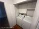 Laundry room featuring a side by side washer and dryer and storage cabinets at 1850 Camino Verde Ln, Las Vegas, NV 89119