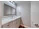 Updated powder bathroom with a marble countertop and modern fixtures at 2820 Sisteron Ct, Henderson, NV 89044