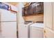 Practical laundry room with washer, dryer, and storage cabinets, making chores easier and more organized at 3617 Dutch Valley Dr, Las Vegas, NV 89147