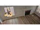 Upstairs view of living room with hardwood floors, fireplace and window at 3750 Morning Canyon St, Las Vegas, NV 89147