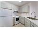 Efficient kitchen layout featuring white appliances, light gray cabinets, and a stainless steel sink at 440 Elm Dr # 103, Las Vegas, NV 89169