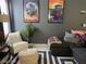 Living room featuring a corner sofa, stylish rug, and artistic wall decorations at 5576 W Rochelle Ave # 13A, Las Vegas, NV 89103
