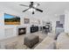 Bright living area with an open layout connecting to the kitchen and fireplace feature at 600 Beresford Ave, Las Vegas, NV 89123