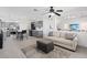 Spacious, open living area flowing into a modern kitchen with sleek gray cabinetry at 600 Beresford Ave, Las Vegas, NV 89123