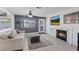 Inviting living room featuring a fireplace, modern decor, and natural light at 600 Beresford Ave, Las Vegas, NV 89123