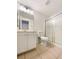 Bathroom featuring a single vanity, toilet, and a shower with sliding glass doors at 6120 Desert Haven Rd, Las Vegas, NV 89130