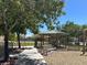 A relaxing community park area featuring shaded picnic tables and benches, ideal for Gathering outings and community gatherings at 6581 Netherseal Ave, Las Vegas, NV 89139