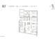 Detailed floor plan showcasing a 2-bedroom plus den, 2.5 bathroom layout with measurements at 700 W Carson Ave # 2307, Las Vegas, NV 89106