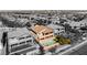 Stunning aerial view of a two-story home with a refreshing private backyard pool at 749 Middle Beach St, Las Vegas, NV 89138