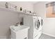 Functional laundry room with washer, dryer, and wash sink, enhancing convenience at 11847 Corenzio Ave, Las Vegas, NV 89138