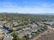 An extensive aerial view of a community filled with homes that feature mature trees and private swimming pools at 2158 Shubert Ave, Henderson, NV 89052