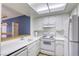 Well-lit kitchen with white cabinets, subway tile backsplash, and modern appliances at 2349 Wooster Cir # A, Las Vegas, NV 89108