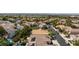 Scenic aerial view of a residential neighborhood with lush landscaping and a glimpse of the city skyline at 270 New River Cir, Henderson, NV 89052