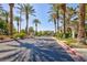 Welcoming entrance to Summit Point with manicured landscaping and palm tree lined street at 270 New River Cir, Henderson, NV 89052