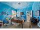 Unique office space with custom ocean-themed murals, and an attached bathroom at 3102 La Mirada Ave, Las Vegas, NV 89120