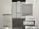 Selection of finishes includes white quartz, stone gray cabinets and drift wood flooring at 340 N Taylor St, Henderson, NV 89015