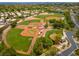Overhead view of baseball fields showcasing green fields and dirt infields at 9417 Grenville Ave, Las Vegas, NV 89134