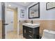 Cozy half bathroom with modern fixtures and soft color scheme at 9417 Grenville Ave, Las Vegas, NV 89134