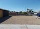 A view of a gravel front yard showcasing a home primed for landscaping opportunities and curb appeal enhancement at 1912 Statz St, North Las Vegas, NV 89030