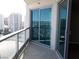 Balcony with sliding glass doors and city views at 322 Karen Ave # 2606, Las Vegas, NV 89109