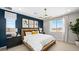 Bright bedroom with a comfortable bed, stylish decor, and scenic views from large windows at 338 Taylor St, Henderson, NV 89015