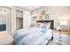 Cozy bedroom featuring blue accents, stylish decor, and comfortable furnishings at 338 Taylor St, Henderson, NV 89015