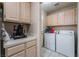 Well-equipped laundry room with ample cabinet space and washer/dryer units at 3950 S Sandhill Rd # 130, Las Vegas, NV 89121