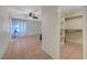 An open space with tile flooring, a ceiling fan, and a walk-in closet at 4067 E Colorado Ave, Las Vegas, NV 89104