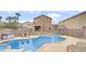 View of pool, hot tub, and outdoor living area; a perfect entertaining space at 482 Painted Sage Ct, Henderson, NV 89015