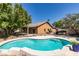 Beautiful backyard with a sparkling pool and well-manicured landscaping at 1274 Doggett Ave, Las Vegas, NV 89123