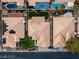 A birds-eye view of homes featuring private pools, charming patios, and well-manicured landscaping at 1613 Shadow Rock Dr, Las Vegas, NV 89117