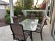 Relaxing covered patio with dining set, verdant landscaping, and a privacy wall for a peaceful outdoor retreat at 2440 Ping Dr, Henderson, NV 89074