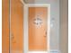 Hallway showcasing a unit entrance door with a welcome sign and apartment number at 322 Karen Ave # 2201, Las Vegas, NV 89109