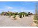 Expansive backyard with gravel, trees, landscaping and potential for a variety of outdoor activities at 3360 National Ave, Pahrump, NV 89048