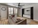 Inviting living room showcasing modern flooring and a large built-in shelf at 401 Sonoma Valley St, Las Vegas, NV 89144