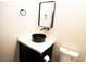 Modern bathroom with a black vessel sink, rectangular mirror, and sleek fixtures for a stylish design at 912 Pro Players Dr, Las Vegas, NV 89134