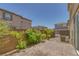 Cozy backyard featuring a brick patio, privacy wall with lush greenery, and easy access via a sliding glass door at 1130 Blissful Plains Ave, North Las Vegas, NV 89086