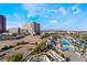 High angle of a luxurious pool and lounge area with skyline view of The Strip hotels at 2700 Las Vegas Blvd # 610, Las Vegas, NV 89109