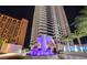 High-rise exterior view showcases modern design, balconies, and impressive skyline backdrop at 2700 Las Vegas Blvd # 610, Las Vegas, NV 89109