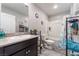 Bathroom featuring a single sink vanity and shower at 2935 Saltillo Ln, Las Vegas, NV 89121
