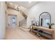 Bright foyer with staircase, hardwood floors, decor and chandelier at 516 Pinnacle Heights Ln, Las Vegas, NV 89144
