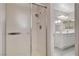 Bathroom shower stall with glass door and fixtures at 7004 Powderhorn Cir, Las Vegas, NV 89128