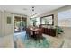 Charming dining area with sliding door access to the backyard, seating for six, and stylish decor at 703 Shiva St, Las Vegas, NV 89178