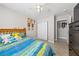bedroom with a ceiling fan, closet and a view to the hallway at 8316 Joseph Cary Ct, Las Vegas, NV 89145