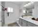 Modern bathroom with stylish vanity, vessel sink, frameless shower door, and contemporary finishes at 855 N Stephanie St # 2121, Henderson, NV 89014