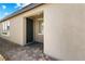 Welcoming entryway with a dark front door and brick-paved pathway at 171 Palm Fox Ct, Henderson, NV 89011