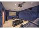 Private home theater with tiered seating, projector, and modern sound system for immersive movie nights at 2086 Troon Dr, Henderson, NV 89074