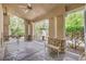 Covered patio with stone columns and a view of the backyard at 2086 Troon Dr, Henderson, NV 89074